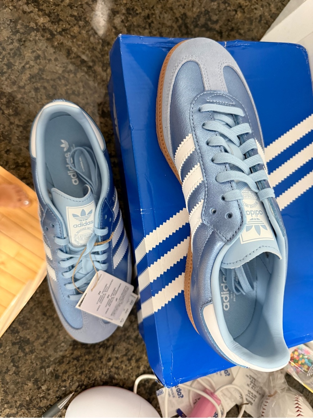 New In Box Adidas Samba OG J Juniors Size 6 1/2 Clesky Metallic Blue Boys Girls - Picture 3 of 4